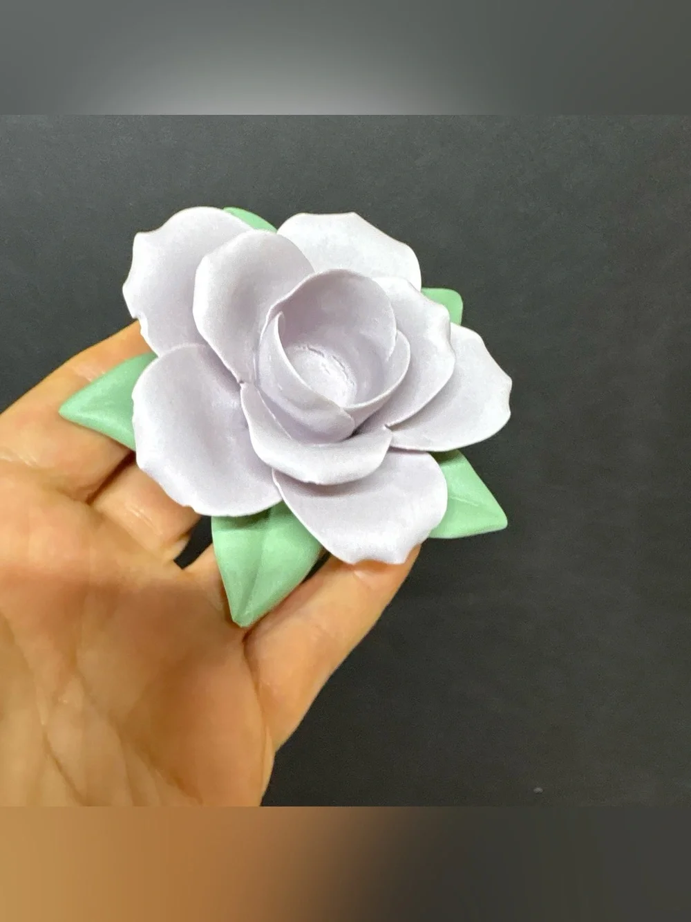 Enesco Pale Lavender Rose Accents with Green Leaves